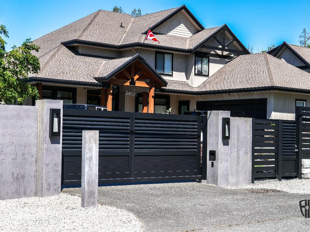 Residential aluminum driveway gate installation in Surrey
